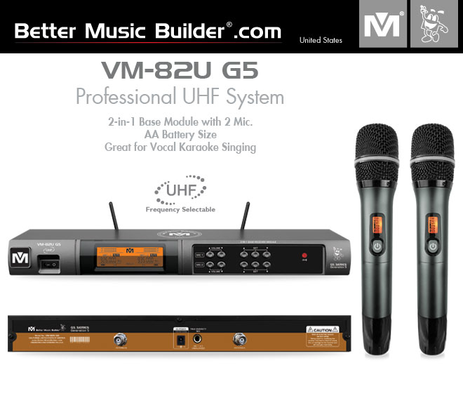 Better Music Builder (M) VM-82U G5 Professional Dual Channel UHF Wireless Microphone System